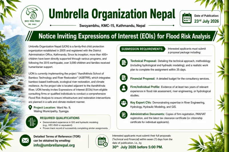Notice Inviting Expressions of Interest (EOIs) for Flood Risk Analysis