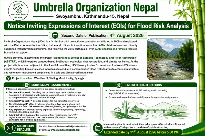 Second Notice Inviting Expressions of Interest (EOIs) for Flood Risk Analysis